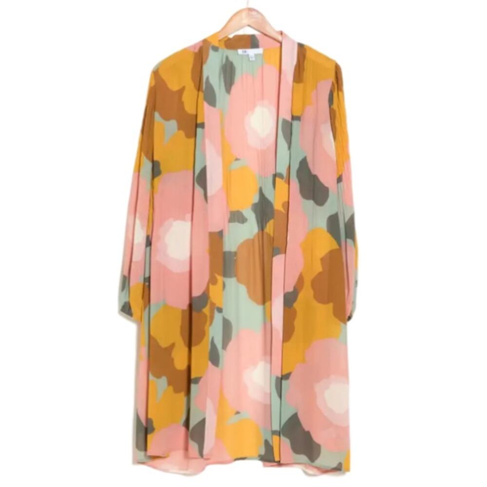 DR2 Abstract Floral Pleated Lightweight Cardigan - Mint Size M/L